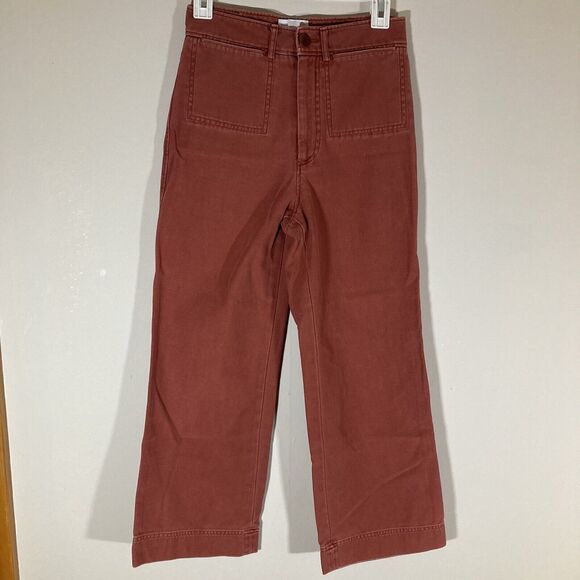 Steven Alan Pants Womens 0 (26x25") Red Crop Straight High Rise Straight Preppy - Picture 1 of 9